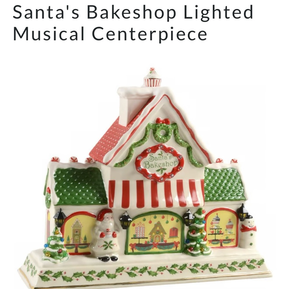 Lenox Santa’s Bakeshop Musical Centerpiece New in Box